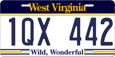 WV license plate 1QX442