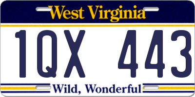WV license plate 1QX443