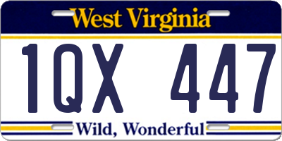 WV license plate 1QX447