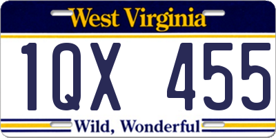 WV license plate 1QX455