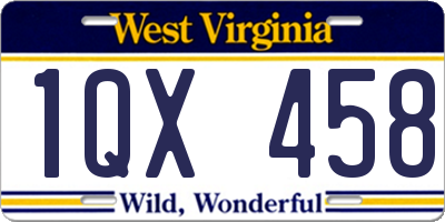 WV license plate 1QX458