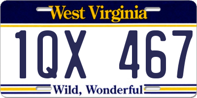 WV license plate 1QX467