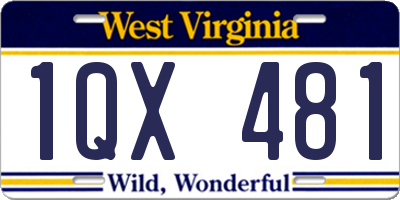 WV license plate 1QX481