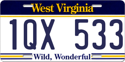 WV license plate 1QX533