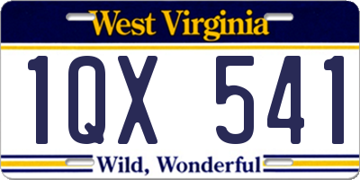 WV license plate 1QX541