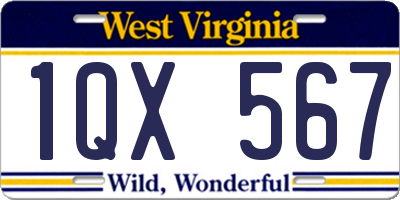 WV license plate 1QX567