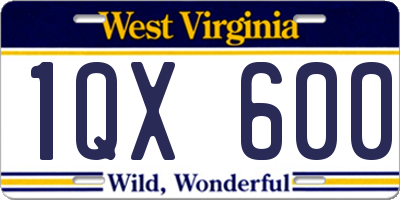 WV license plate 1QX600