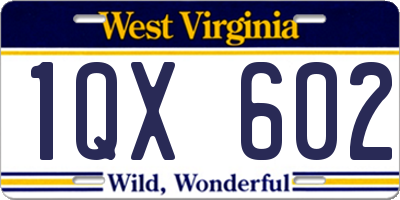 WV license plate 1QX602