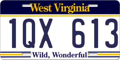 WV license plate 1QX613