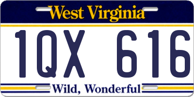 WV license plate 1QX616