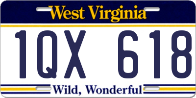 WV license plate 1QX618