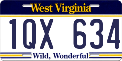 WV license plate 1QX634