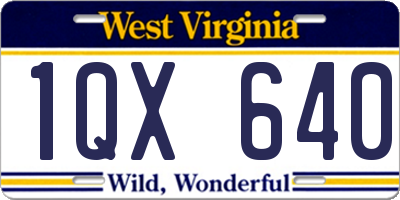 WV license plate 1QX640