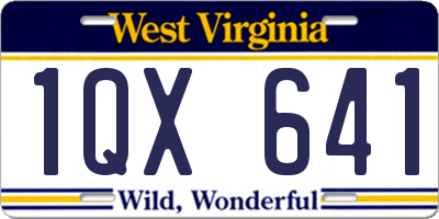 WV license plate 1QX641