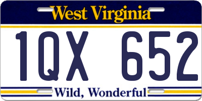 WV license plate 1QX652