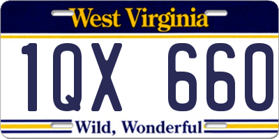 WV license plate 1QX660