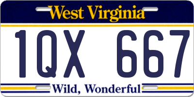 WV license plate 1QX667