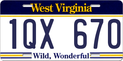 WV license plate 1QX670