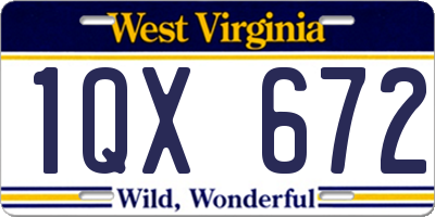 WV license plate 1QX672
