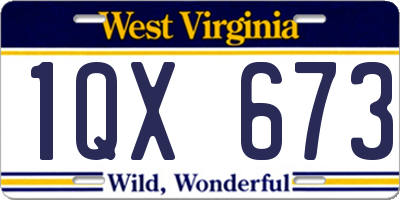 WV license plate 1QX673