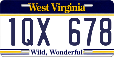 WV license plate 1QX678