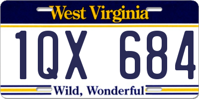 WV license plate 1QX684