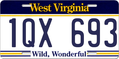 WV license plate 1QX693