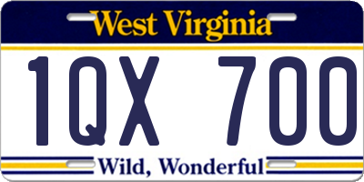 WV license plate 1QX700