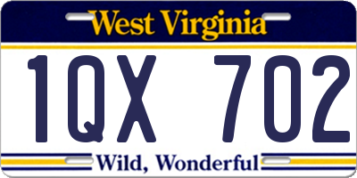 WV license plate 1QX702