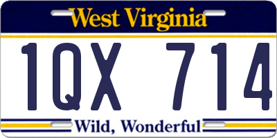 WV license plate 1QX714