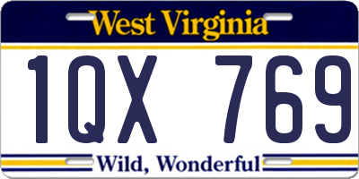 WV license plate 1QX769