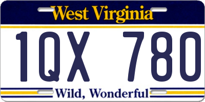 WV license plate 1QX780