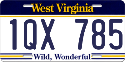 WV license plate 1QX785