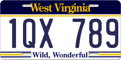 WV license plate 1QX789