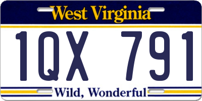 WV license plate 1QX791