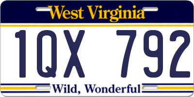 WV license plate 1QX792