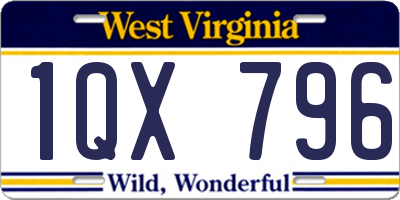 WV license plate 1QX796