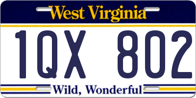 WV license plate 1QX802