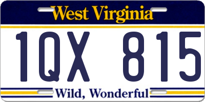 WV license plate 1QX815