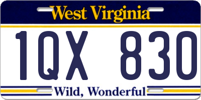 WV license plate 1QX830