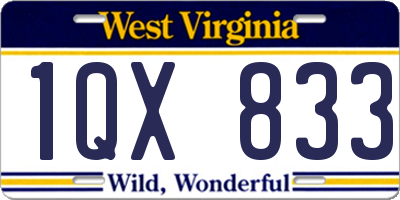 WV license plate 1QX833