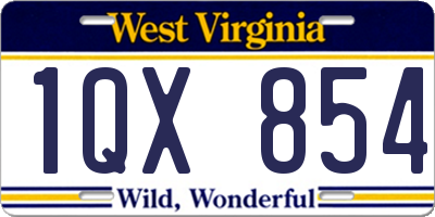 WV license plate 1QX854