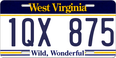 WV license plate 1QX875