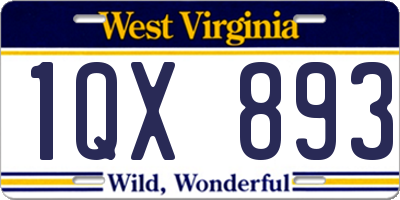 WV license plate 1QX893