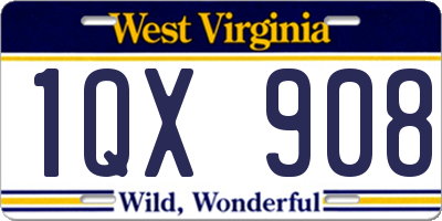 WV license plate 1QX908