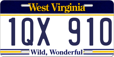 WV license plate 1QX910