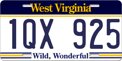 WV license plate 1QX925
