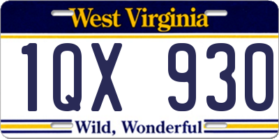 WV license plate 1QX930
