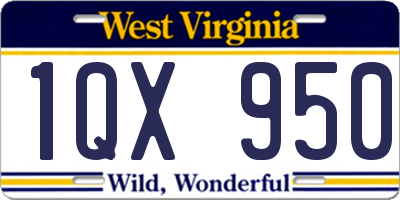 WV license plate 1QX950