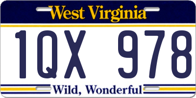 WV license plate 1QX978